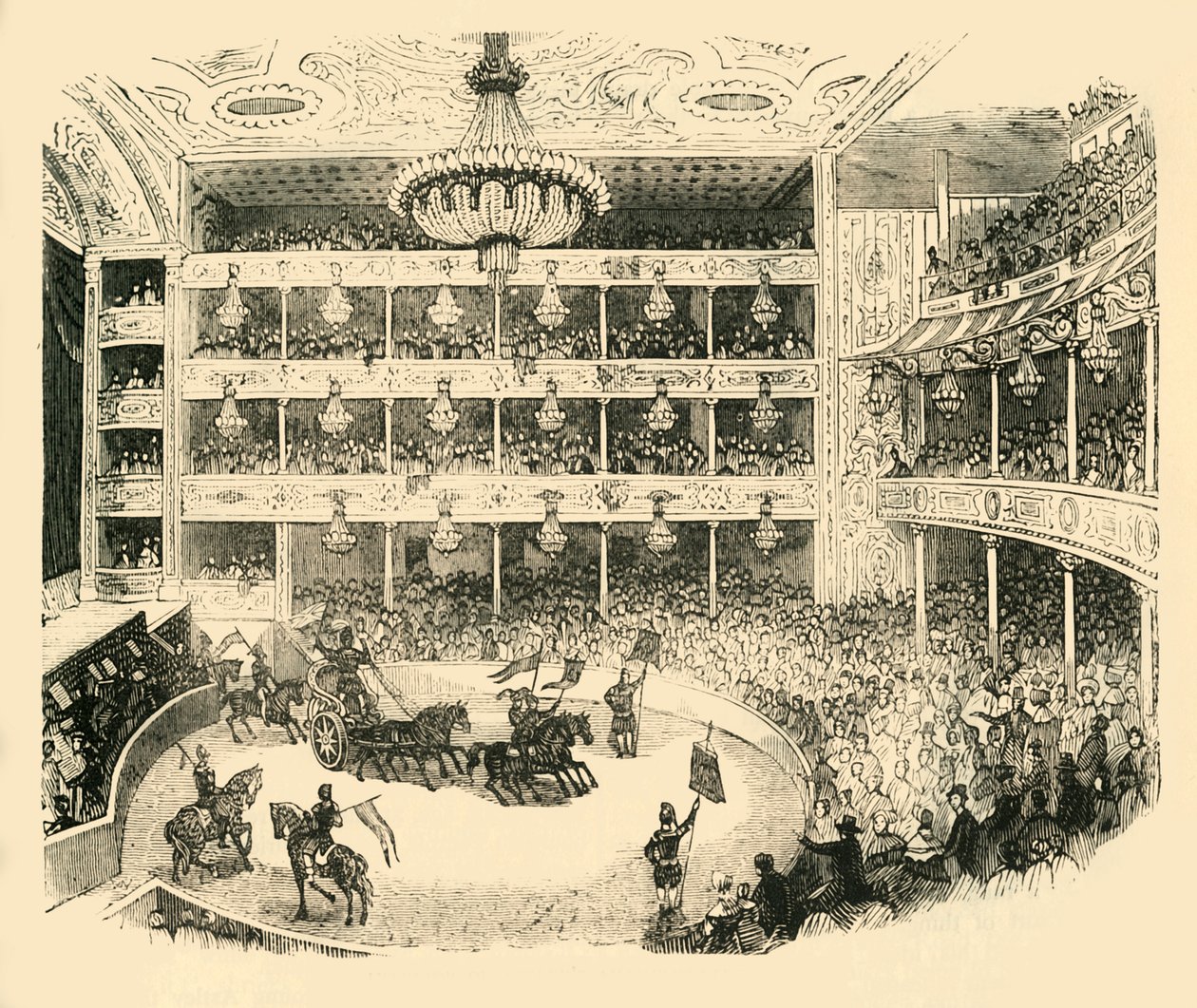 Interiér amfiteátru Astleys v roce 1843, c1878. od Unbekannt