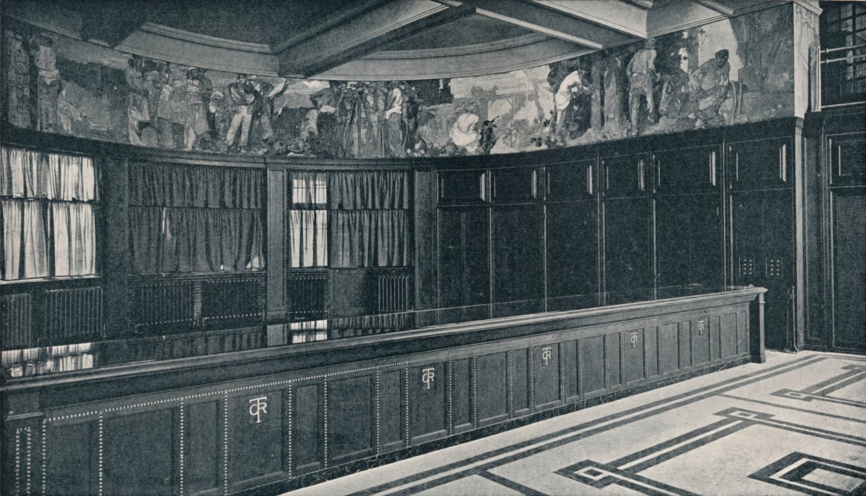 Interiér nových londýnských kanceláří Grand Trunk Railways s temperovým vlysem od Franka Brangwyna, c1909 od Unbekannt