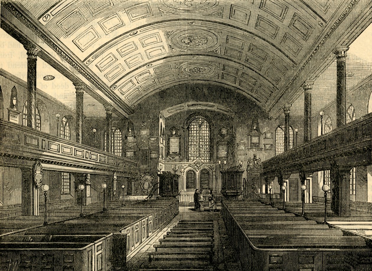 Interiér Kensington Church, 1850, c1876. od Unbekannt