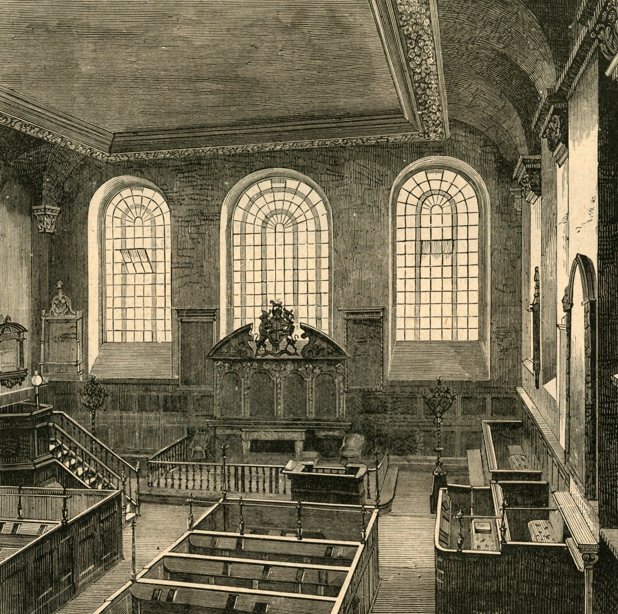 Interiér St. Michaels, Wood Street, 1876, 1897. od Unbekannt