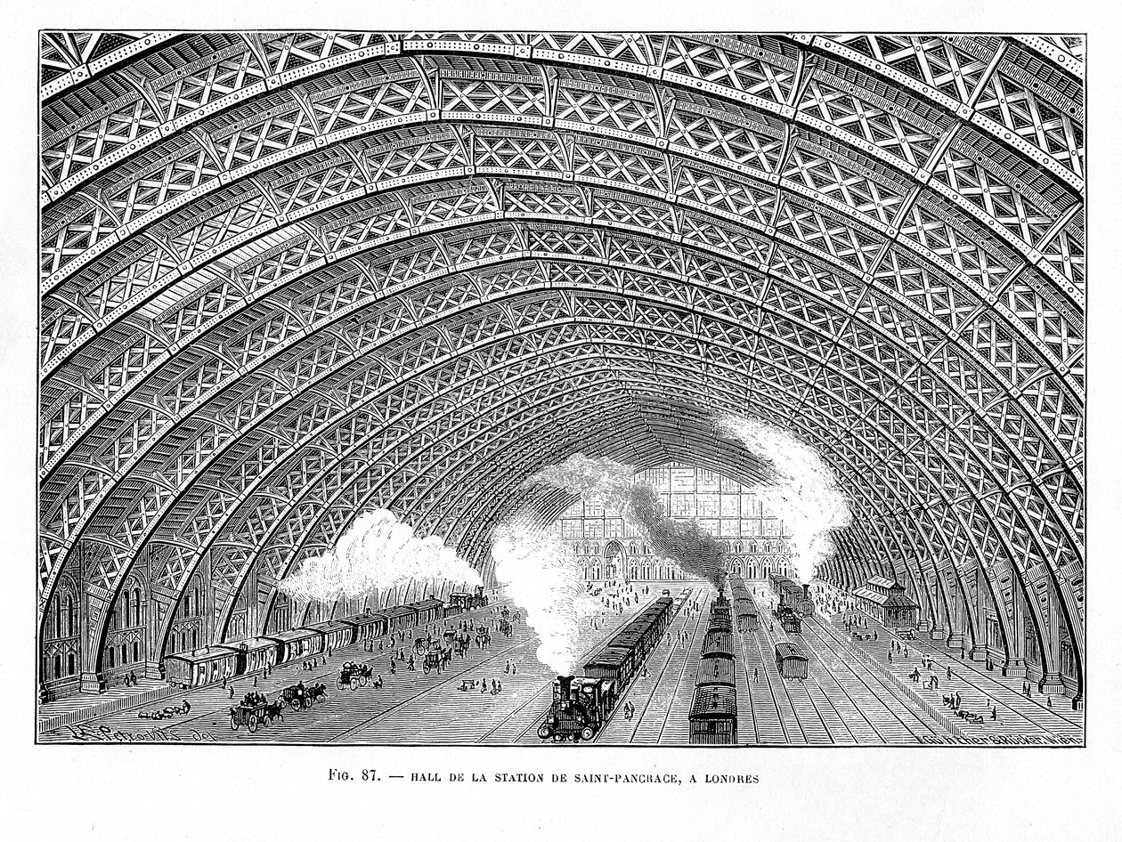 Interiér nádraží St Pancras, Londýn, 1865 od Unbekannt