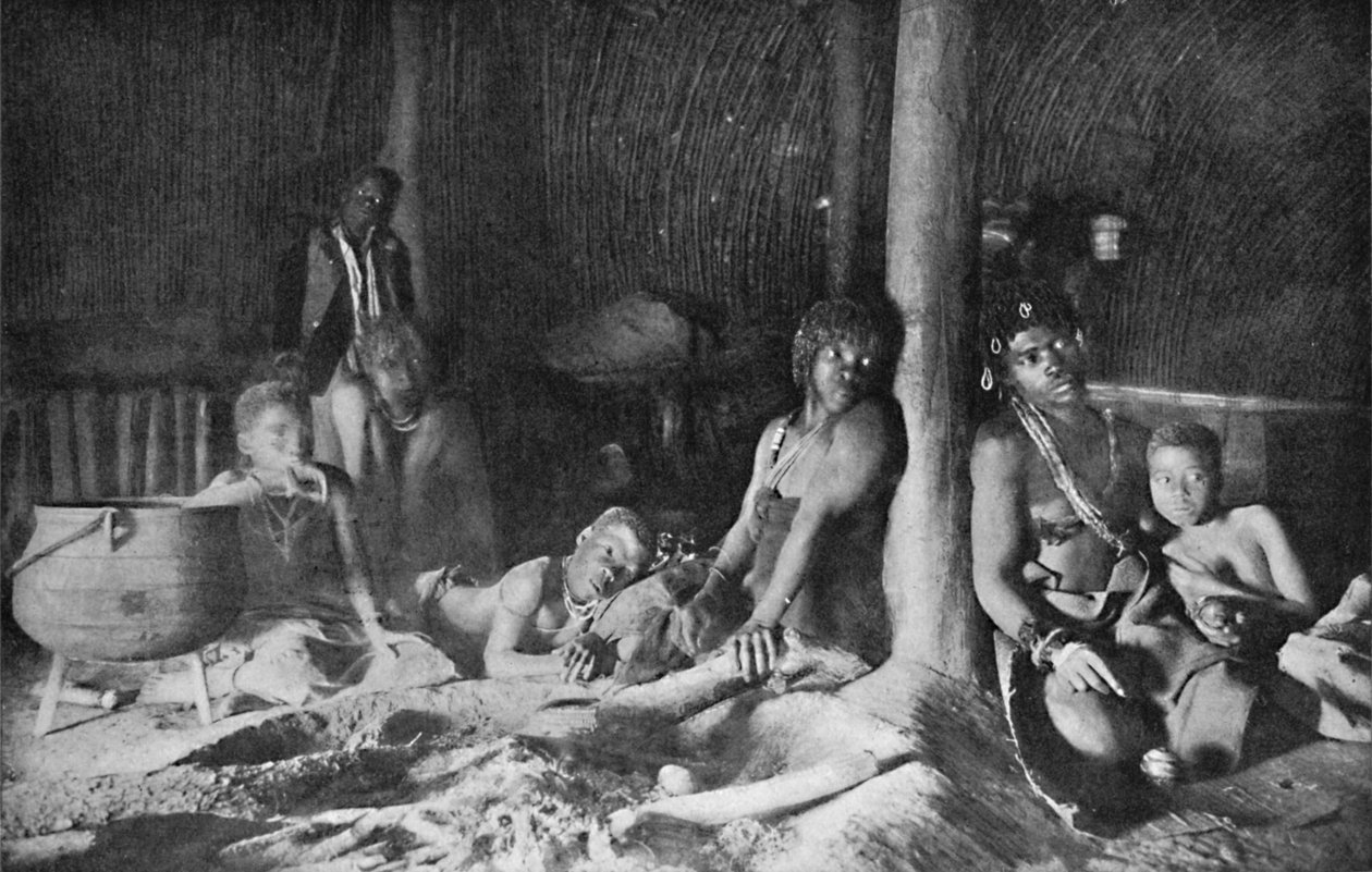 Interiér chaty Zulu, 1912 od Unbekannt