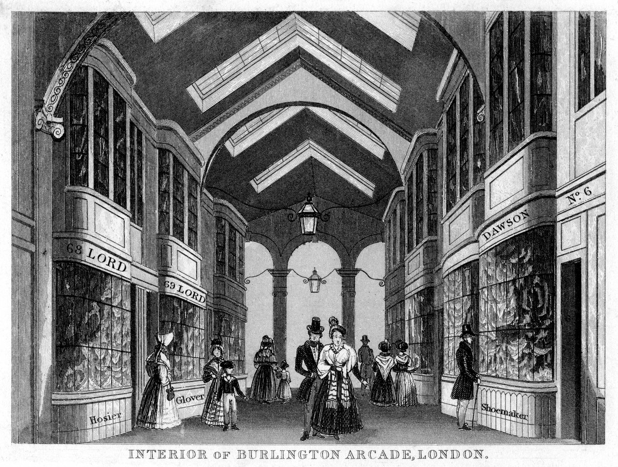 Interiér Burlington Arcade, Westminster, Londýn, 19. století od Unbekannt