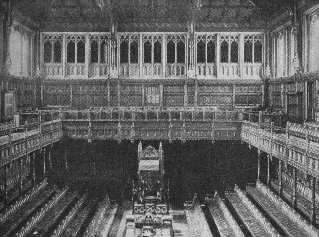 Interiér Dolní sněmovny, Westminster, při pohledu na Speakers Chair, 1909 od Unbekannt
