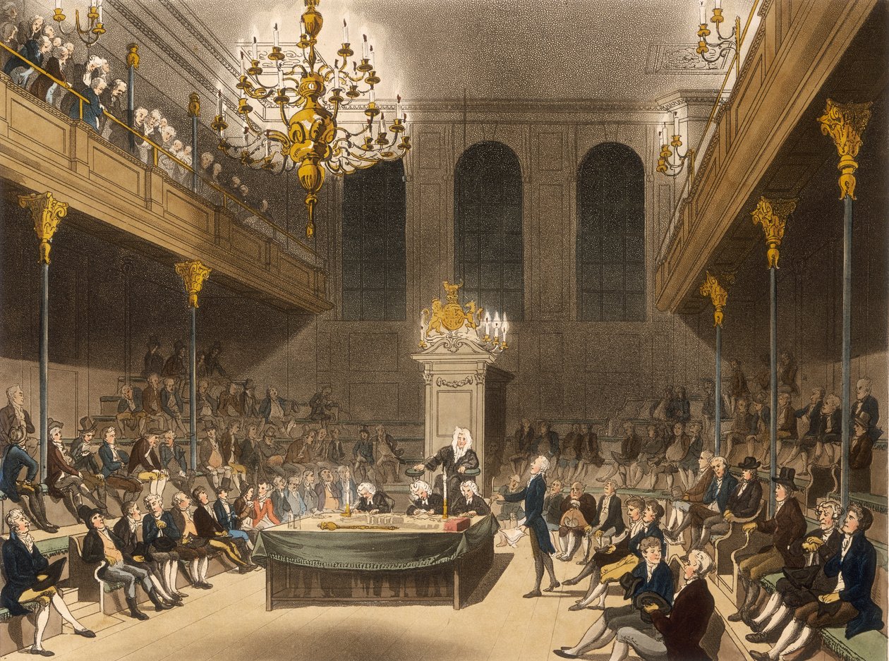 Interiér Dolní sněmovny, Westminster, Londýn, 1809 od Unbekannt