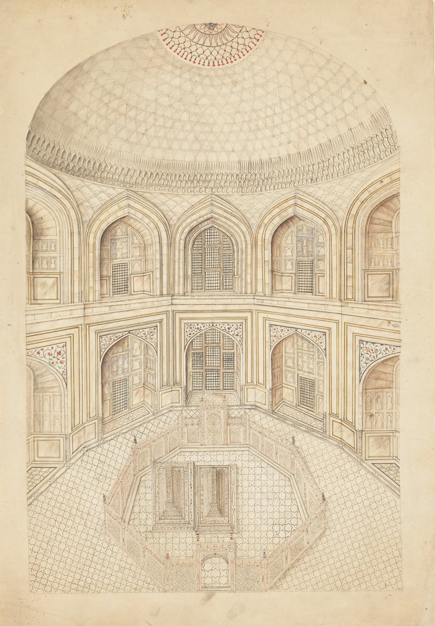 Interiér mauzolea Taj Mahal, počátek 19. století. od Unbekannt