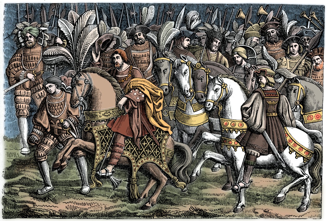 Rozhovor mezi Františkem I. a Jindřichem VIII., na poli Zlatého plátna, 1520, 1870. od Unbekannt