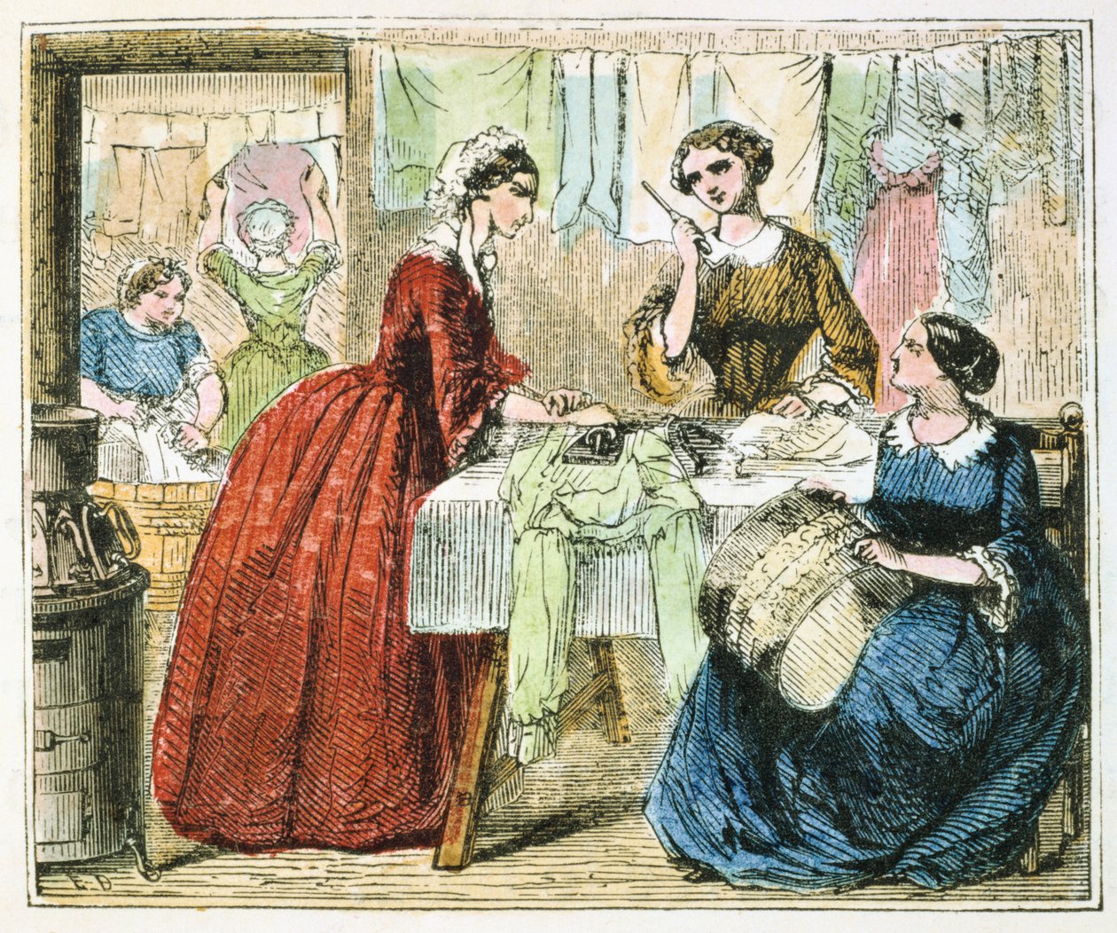 Žehlicí místnost v prádelně, 1867 od Unbekannt