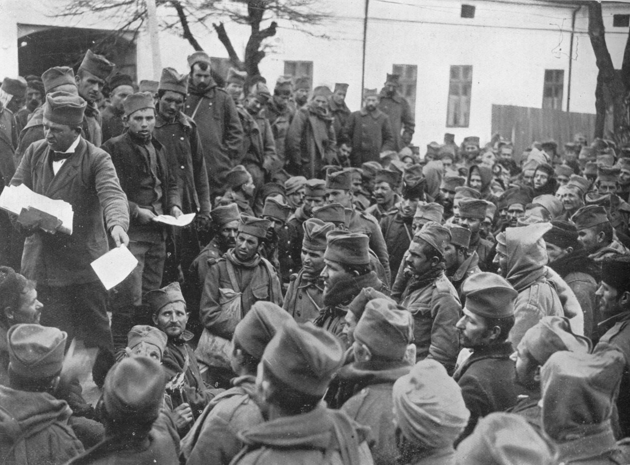 Vydávání propustek na několik dní ponechejte doma zraněným srbským jednotkám v Nish, 1915 od Unbekannt