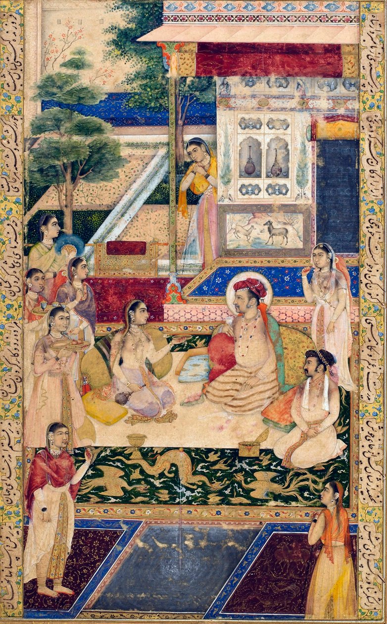Jahangir a princ Khurram s Nur Jahan, c1624-1625 od Unbekannt