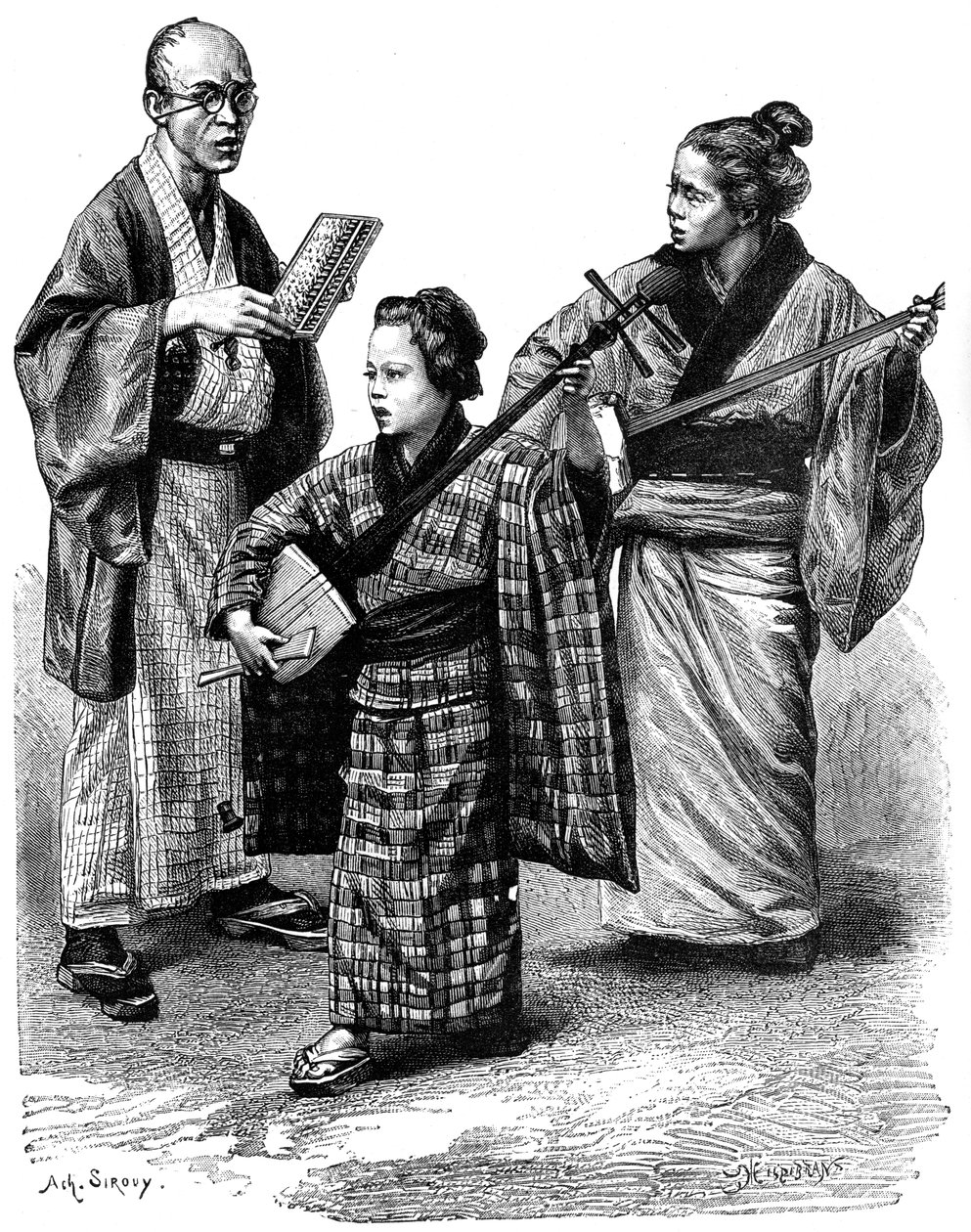 Japonští hudebníci a obchodník, 1895 od Unbekannt