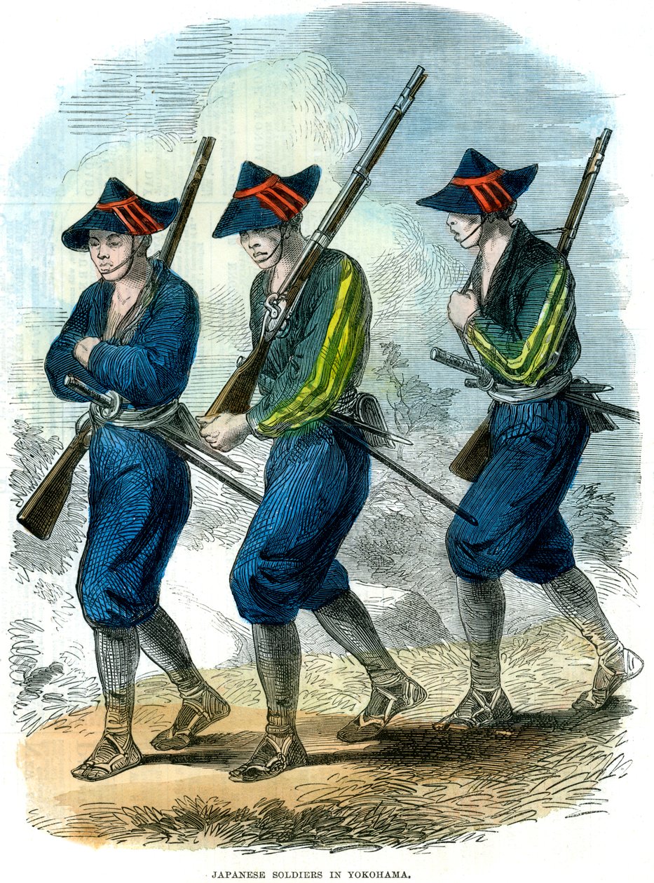 Japonští vojáci v Jokohamě, Japonsko, 1865 od Unbekannt