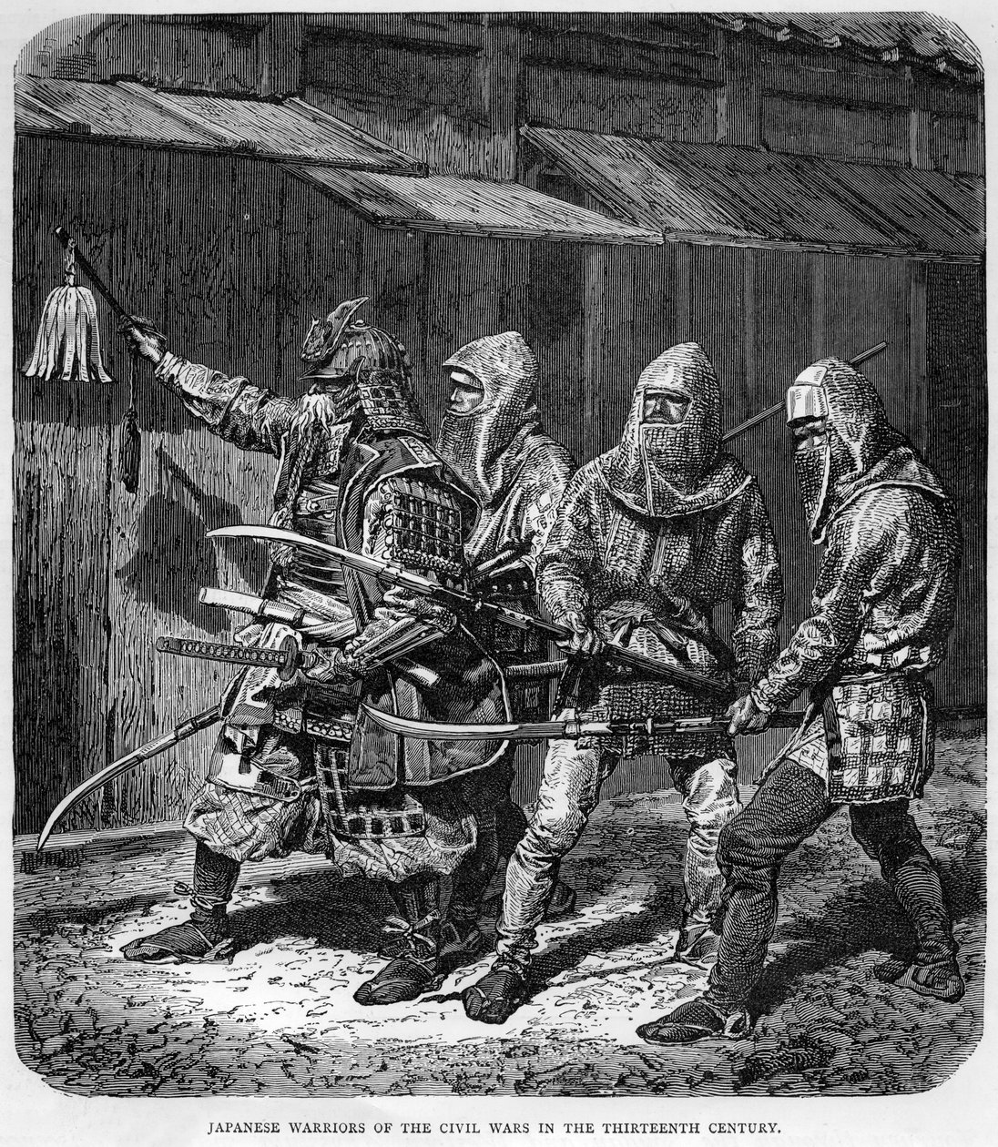 Japonští válečníci z občanských válek ve třináctém století, c1875 od Unbekannt