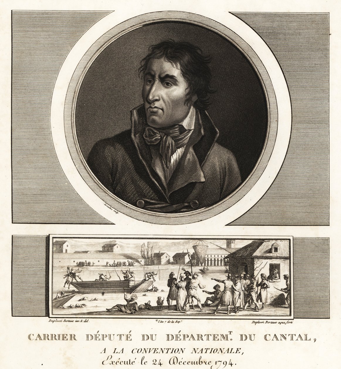 Jean-Baptiste Carrier, zástupce Department of Cantal na Národním shromáždění, gilotinou 1794 od Unbekannt