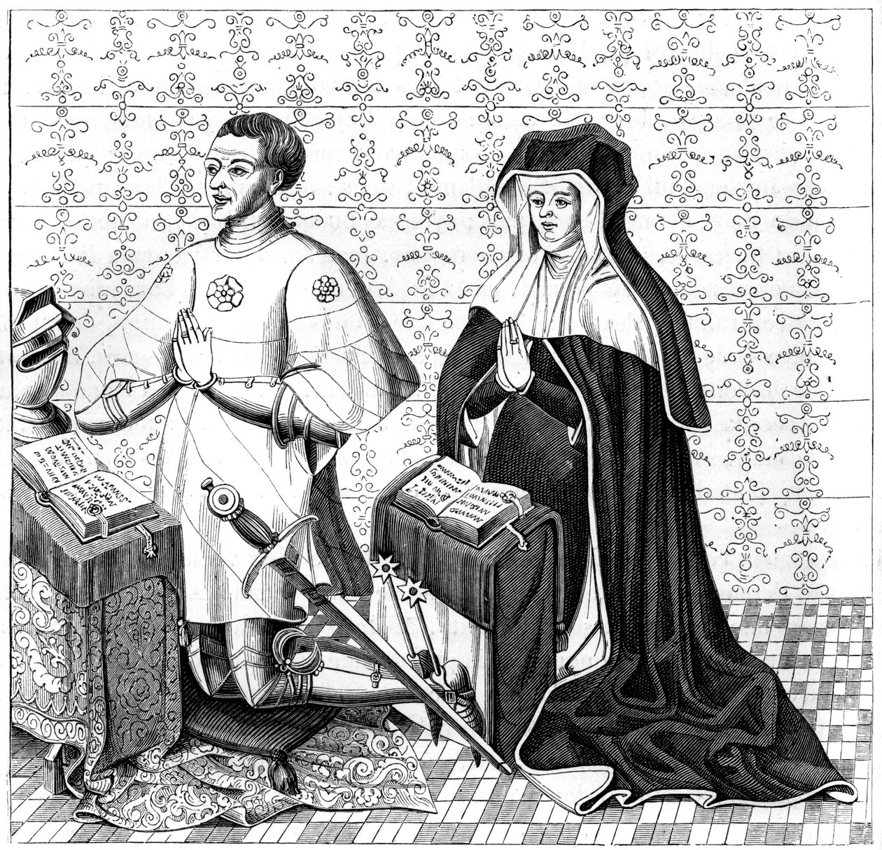 Jean Jouvenel des Ursins, jeho manželka, Michelle de Vitry, modlí, 14. nebo 15. století 1849 od Unbekannt