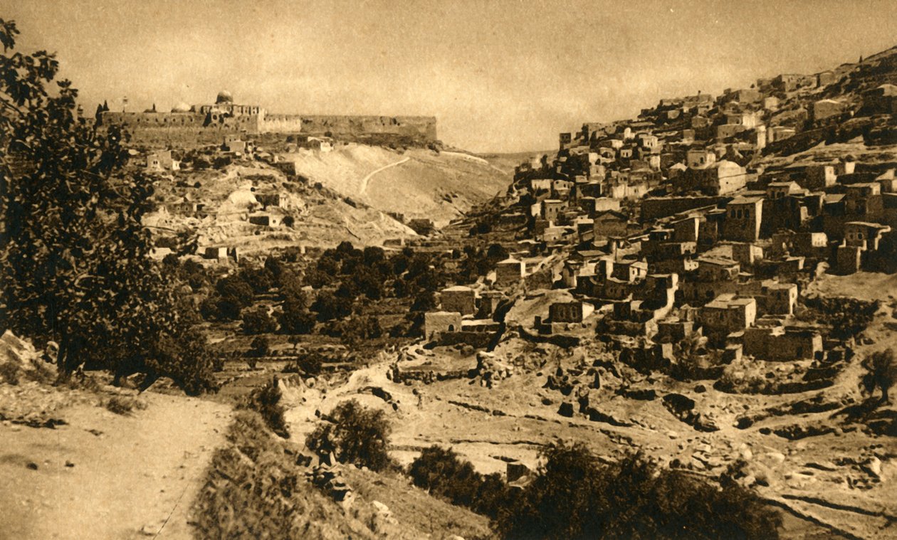 Jeruzalém – údolí Kidron, Siloam a městské hradby, c1918-c1939. od Unbekannt