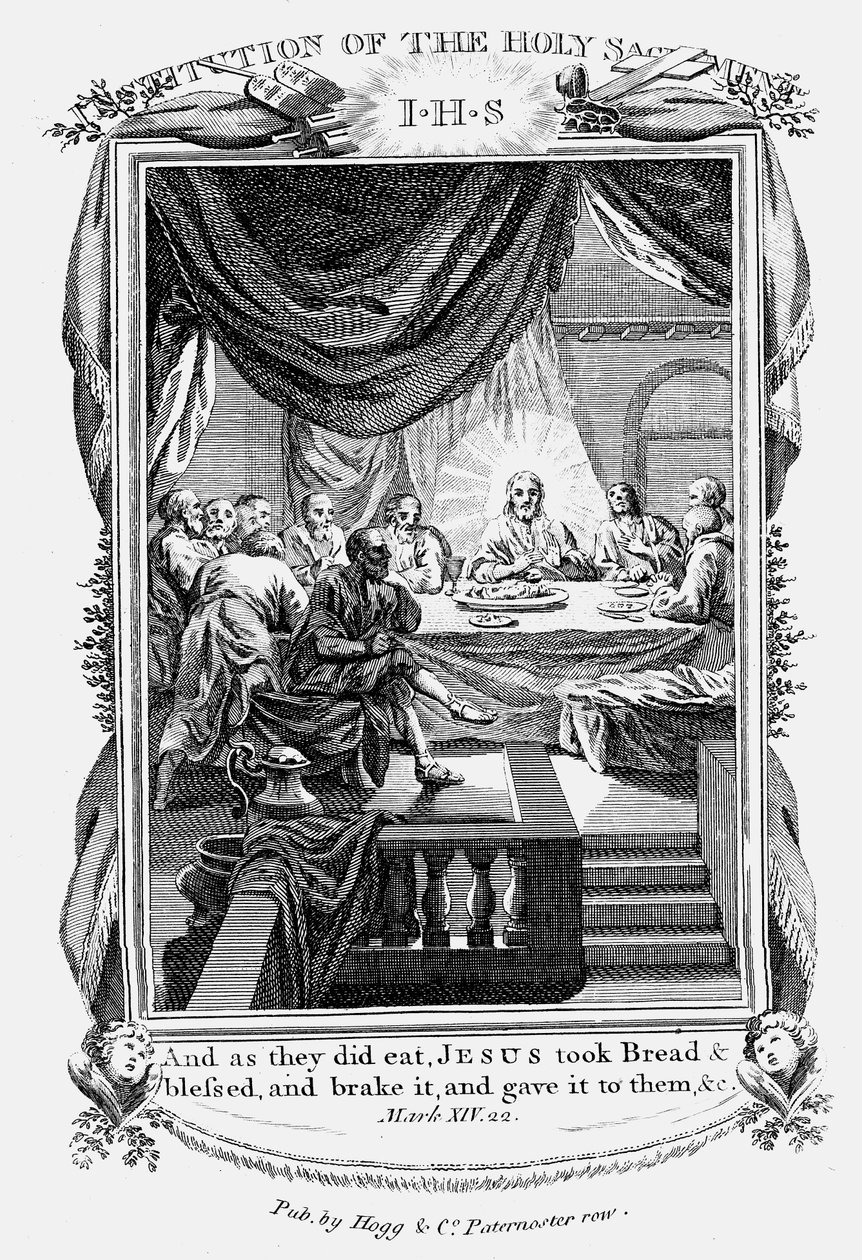 Ježíš a jeho učedníci při Poslední večeři, c1804 od Unbekannt