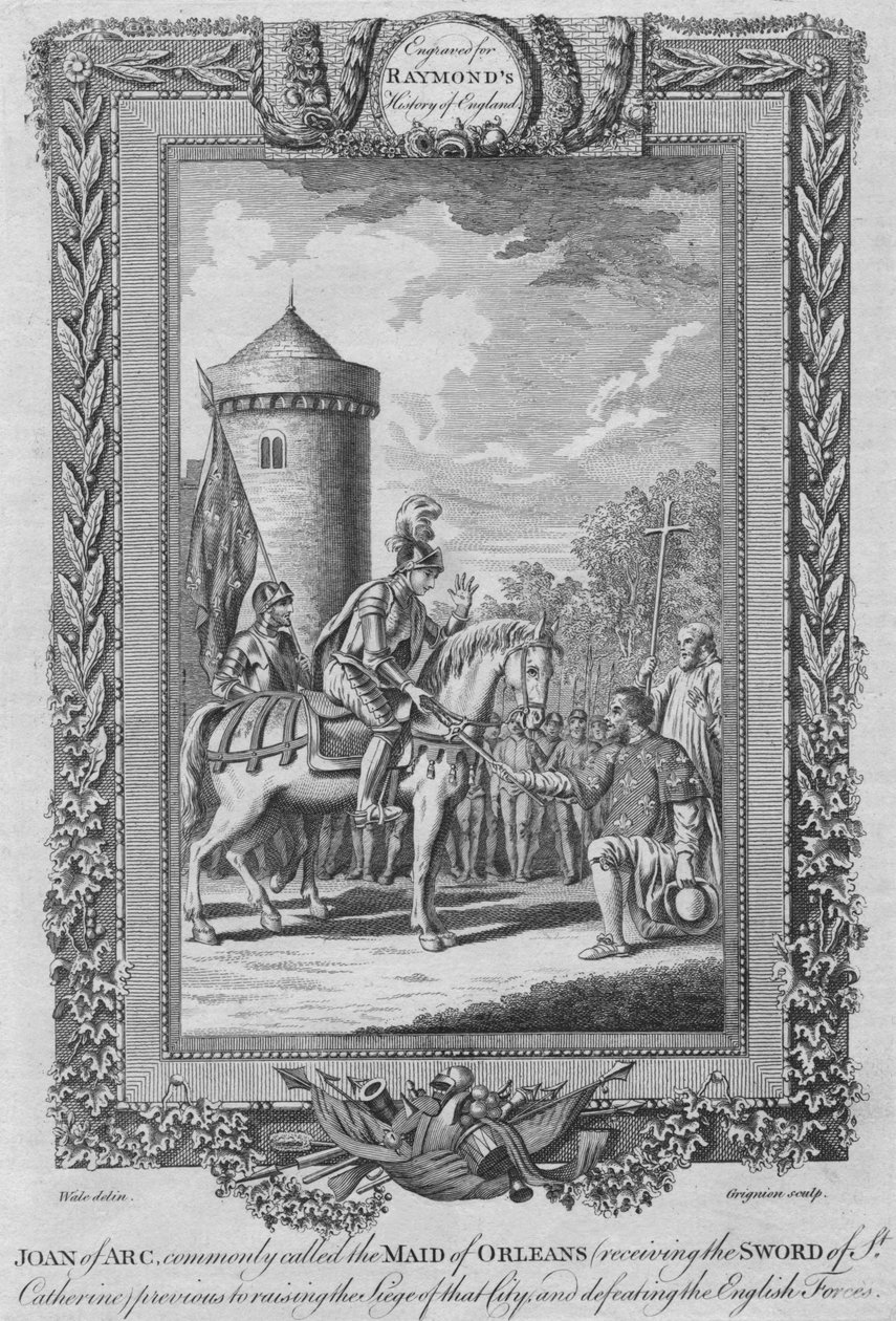 Johanka z Arku běžně nazývaná Panna Orleánská přijímající meč svaté Kateřiny, c1787 od Unbekannt
