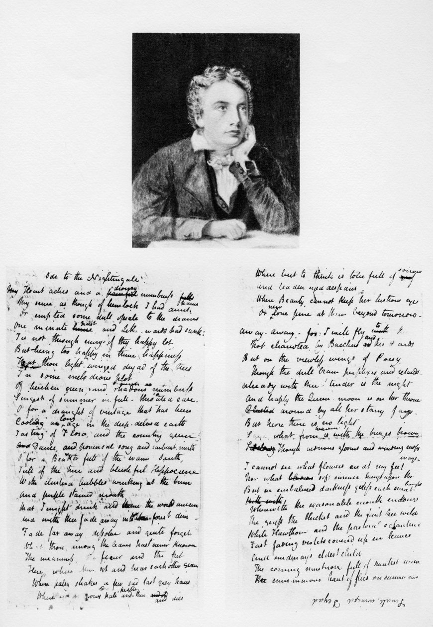 John Keats, anglický básník a jeho Óda na slavíka, 1819 1958 od Unbekannt