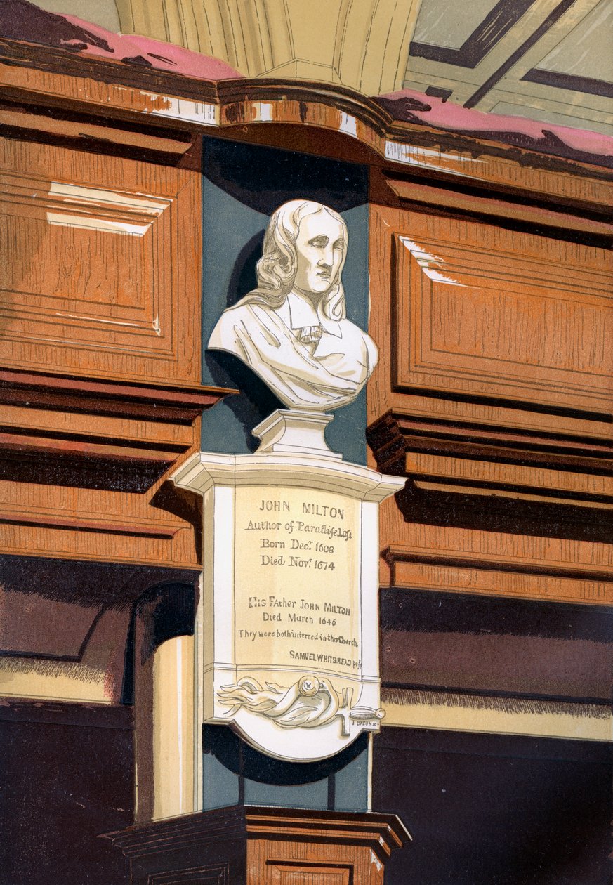 Pomník Johna Miltona, St Giles Church, Cripplegate, Londýn, c1850 od Unbekannt