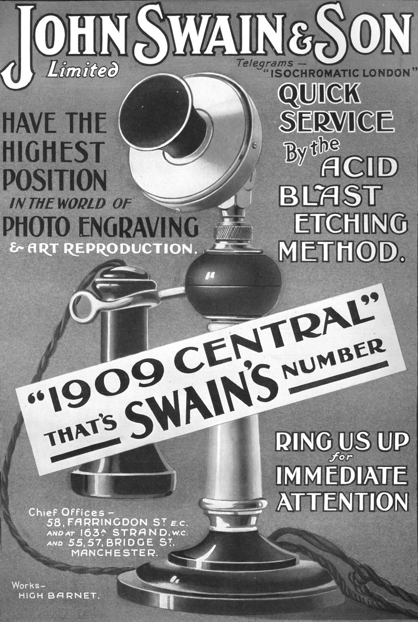Limitovaná reklama John Swain & Son, 1907 od Unbekannt