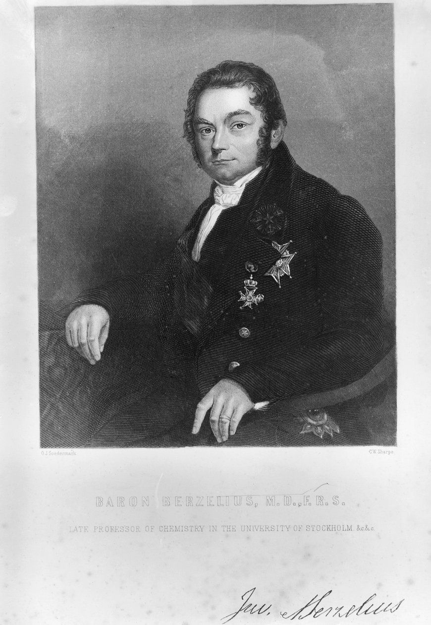 Jons Jacob Berzelius, švédský chemik, počátek 19. století od Unbekannt