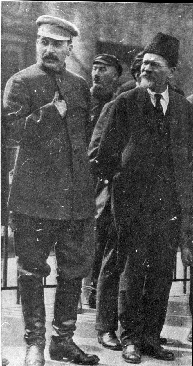 Josef Stalin a Michail Kalinin, sovětští vůdci, 30. léta 20. století od Unbekannt