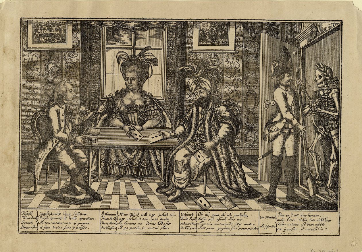 Josef II., Kateřina Veliká a sultán Abdul Hamid I. hrací karty, c. 1780 od Unbekannt