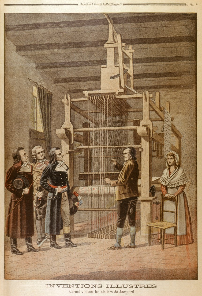 Joseph Marie Jacquard, ukazující svůj tkalcovský stav Lazare Carnotovi, Lyon, Francie, 1801 1901 od Unbekannt