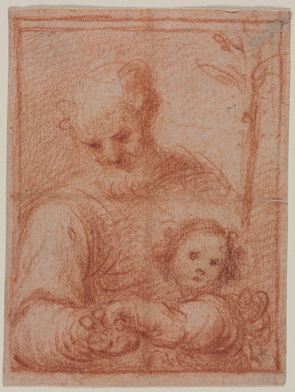 Josef a dítě recto, Fragment dvou postav verso, 16. století. od Unbekannt