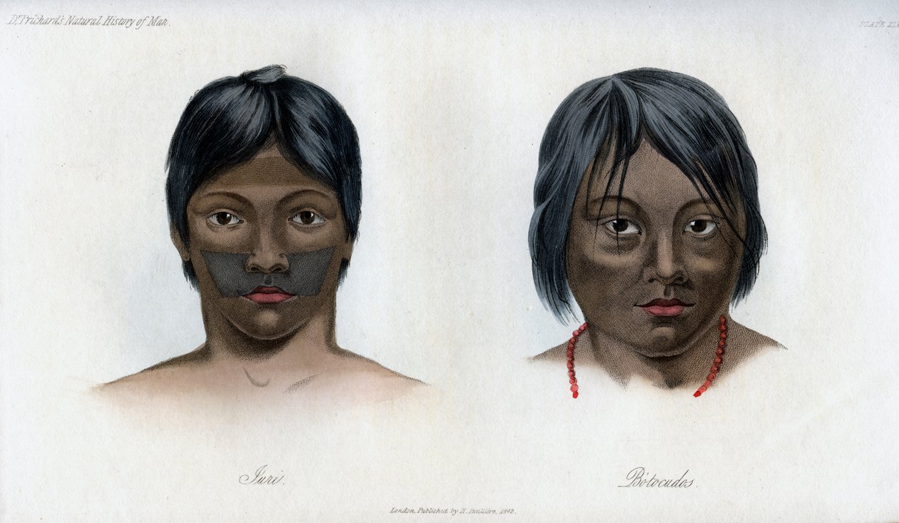 Juri a Botocudos z národa Brasilio-Guarani, 1848 od Unbekannt