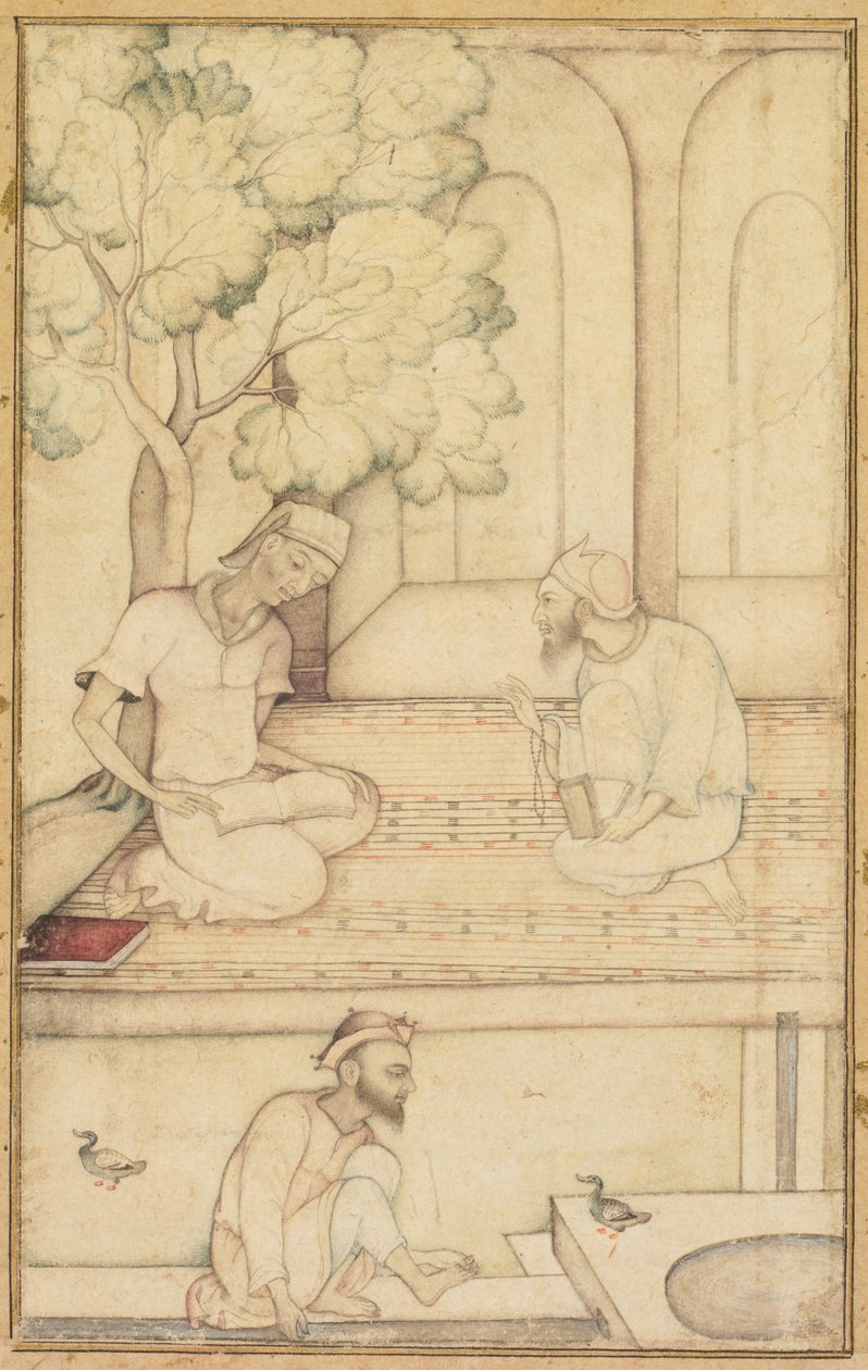 Kabir a dva následovníci na terase, c. 1610-1620. od Unbekannt