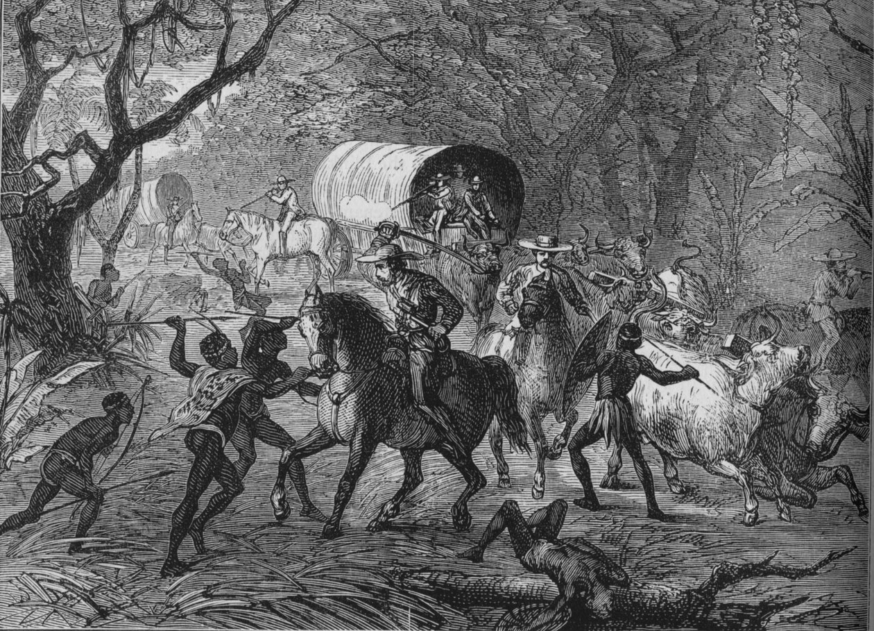 Kaffir útok na anglický konvoj, c1880 od Unbekannt