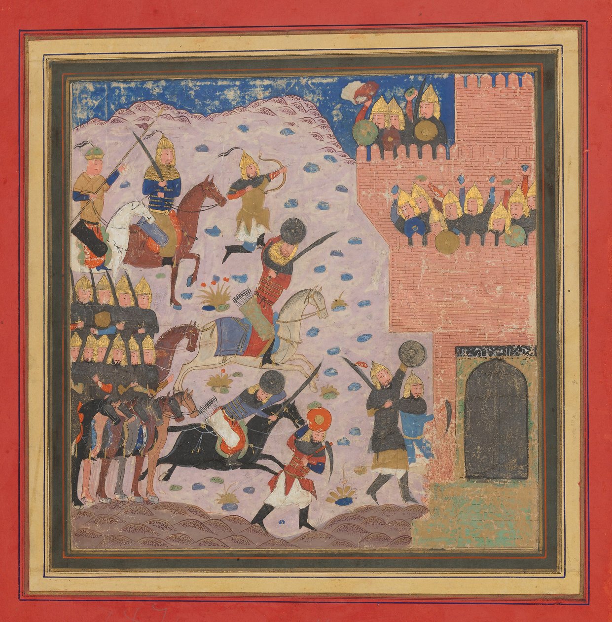 Kai Khusrau, Gudarz a Giv Obsazení pevnosti démonů, Bahman ..., ca. 1430-4 od Unbekannt