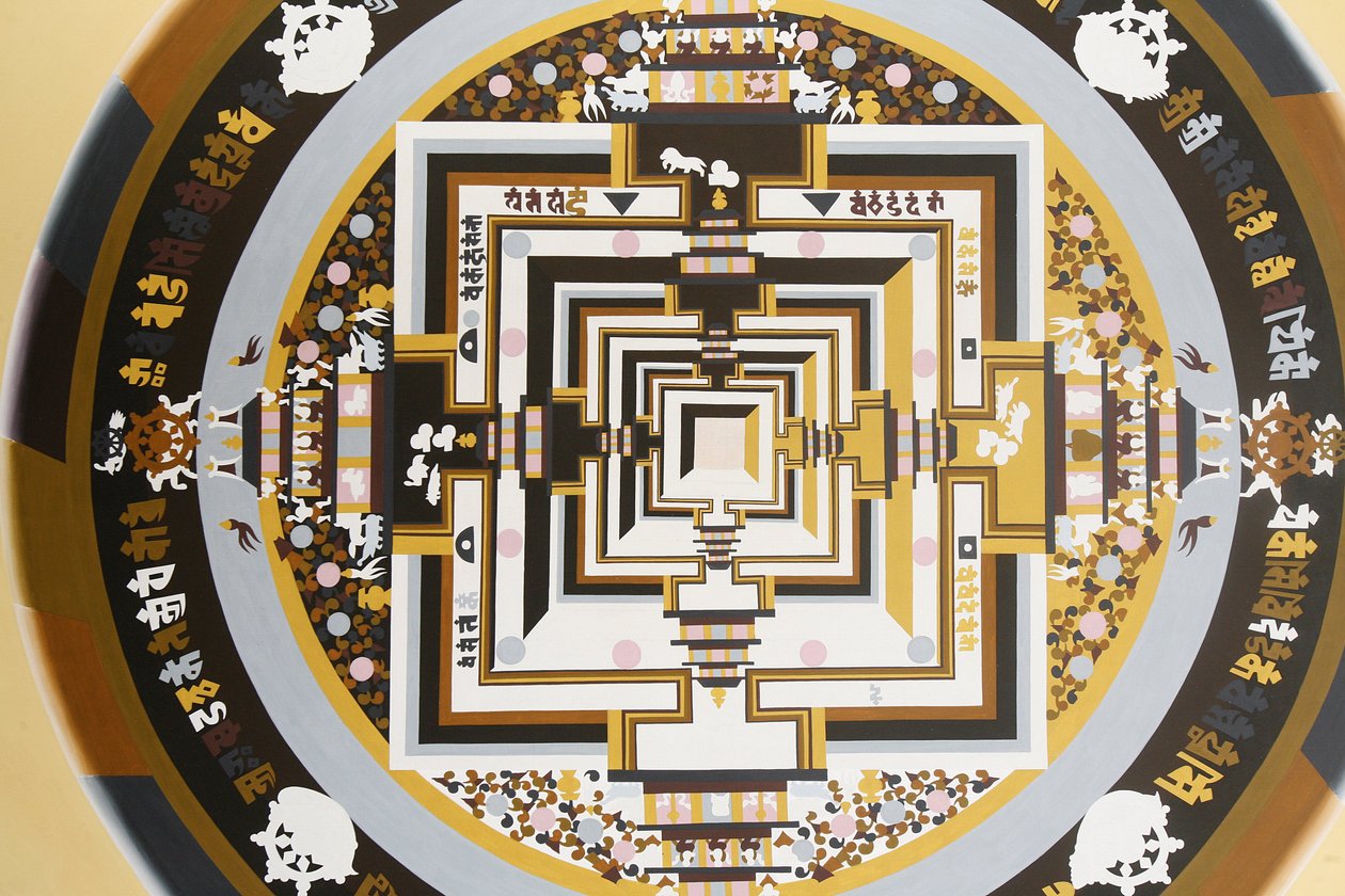 Kalachakra, kolo času. Thangka., Bhaktapur, Nepál od Unbekannt