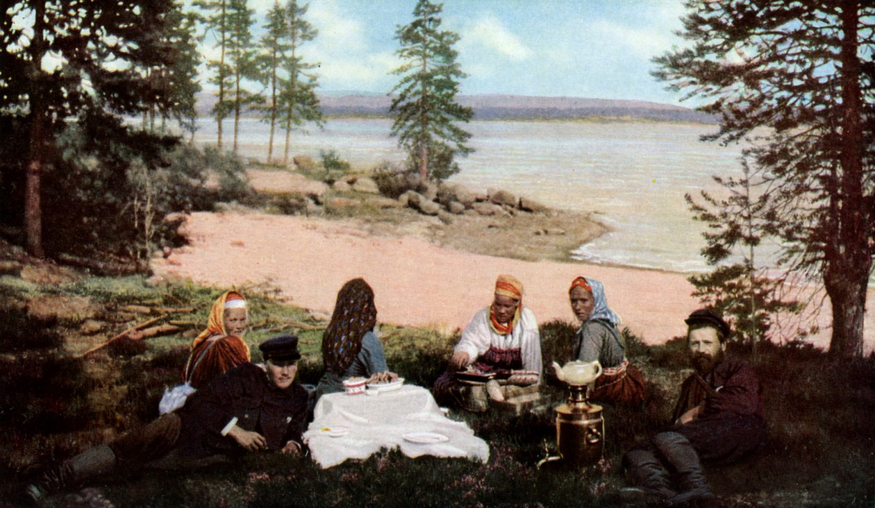 Karelians s čajem u řeky, poblíž Archangel, Rusko, c 1930 od Unbekannt