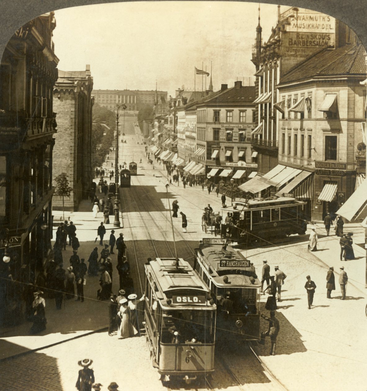 Ulice Karla Johana, W.N.W. do královského paláce, Christiania, Norsko, c1905. od Unbekannt