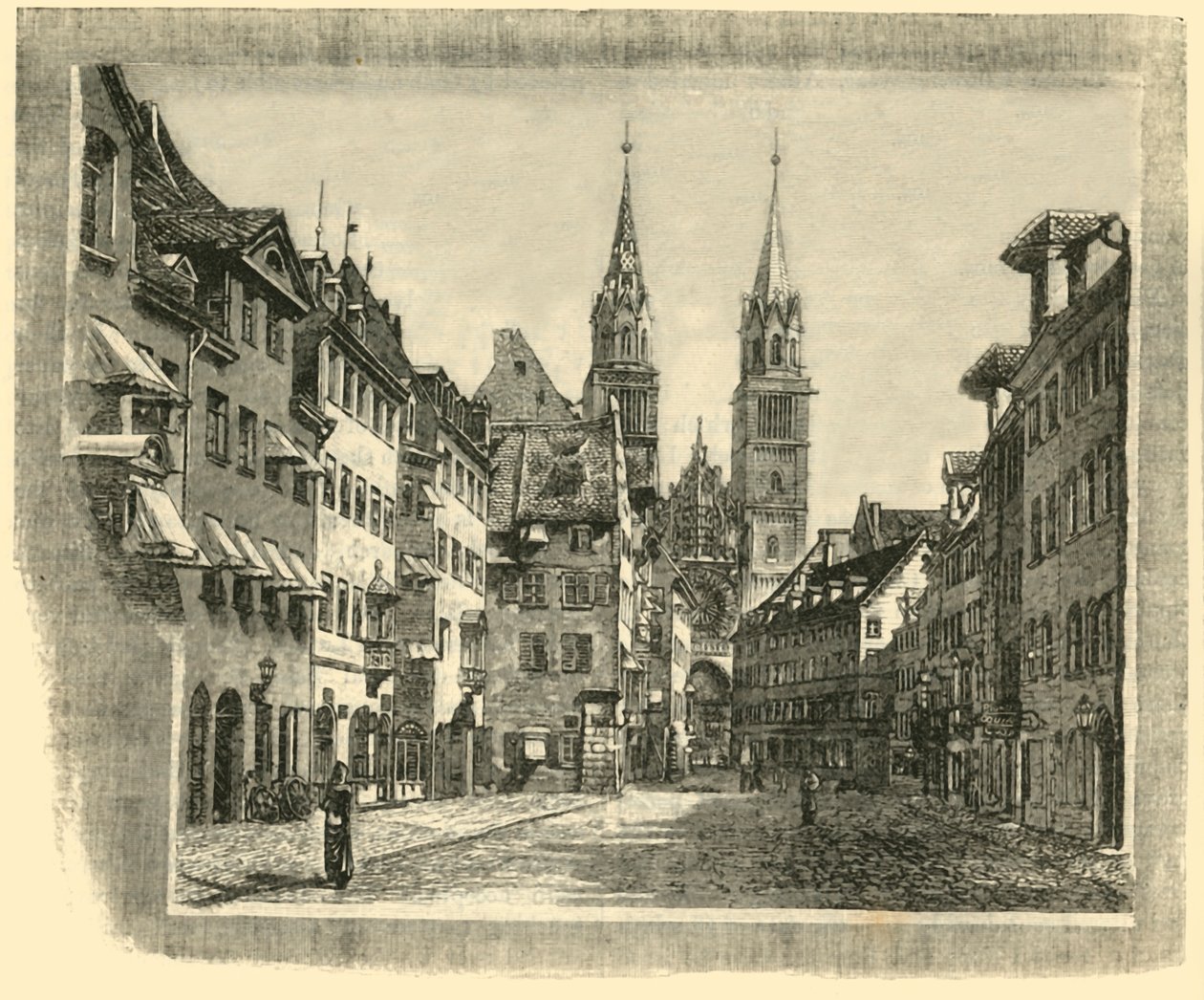 Karolinen-Strasse a kostel svatého Vavřince, Norimberk, 1890. od Unbekannt