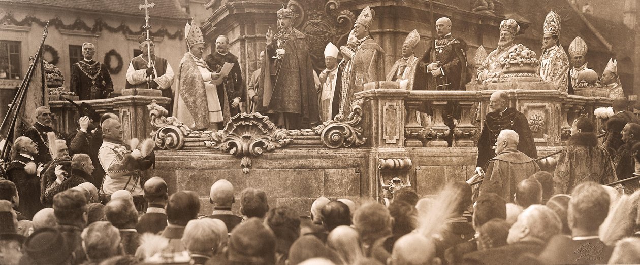Král Karel IV., skládající korunovační přísahu v Budapešti dne 30. prosince 1916, 1916. od Unbekannt
