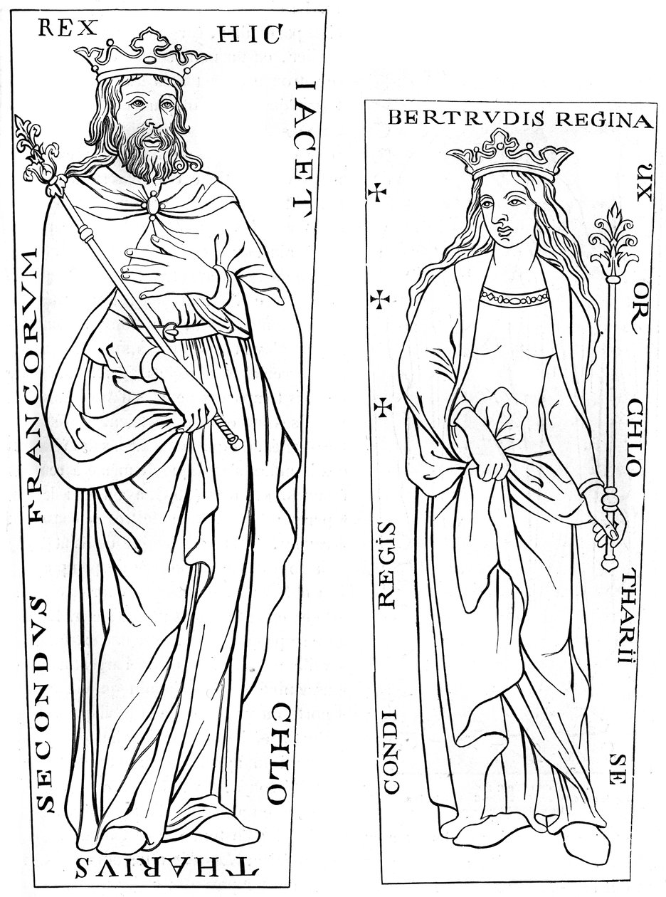 King Clotaire II 584-629 a Bertude 575-604, 12. století 1849 od Unbekannt