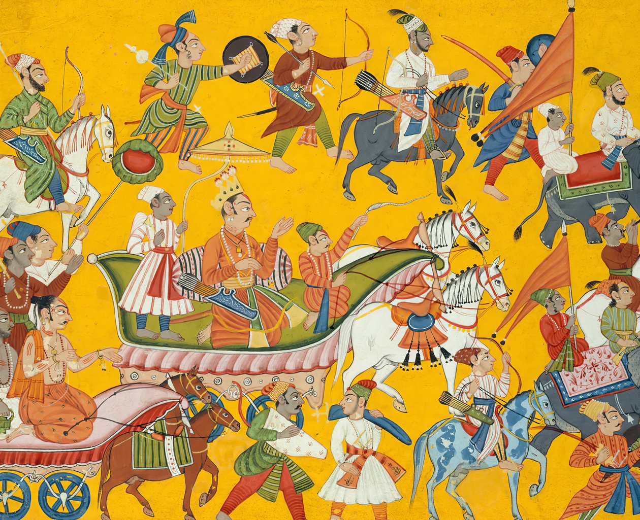 Král Dasaratha a jeho družina pokračují na Ramas Wedding: Folio from the Shangri..., ca. 1690-1710. od Unbekannt