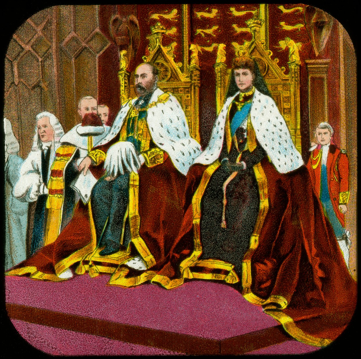 King Edward VII a Queen Alexandra, State Opening of Parliament, Westminster, c1902-1909 od Unbekannt