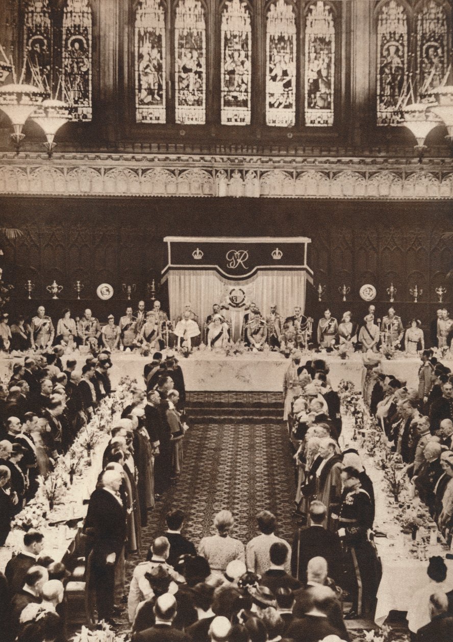 Král George VI a královna Alžběta se účastní oběda na oslavu korunovace, 1937 od Unbekannt
