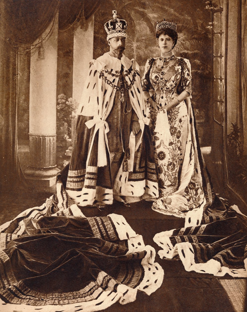 Král George V. a královna Marie korunováni a oblečeni pro Dillí Durbar, 1911 1935. od Unbekannt