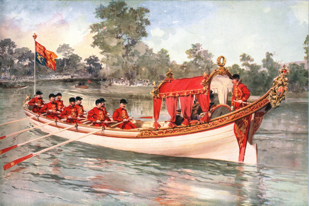 Král George V. a královna Marie na návštěvě Henly Regatta na státní bárce, 1912 od Unbekannt