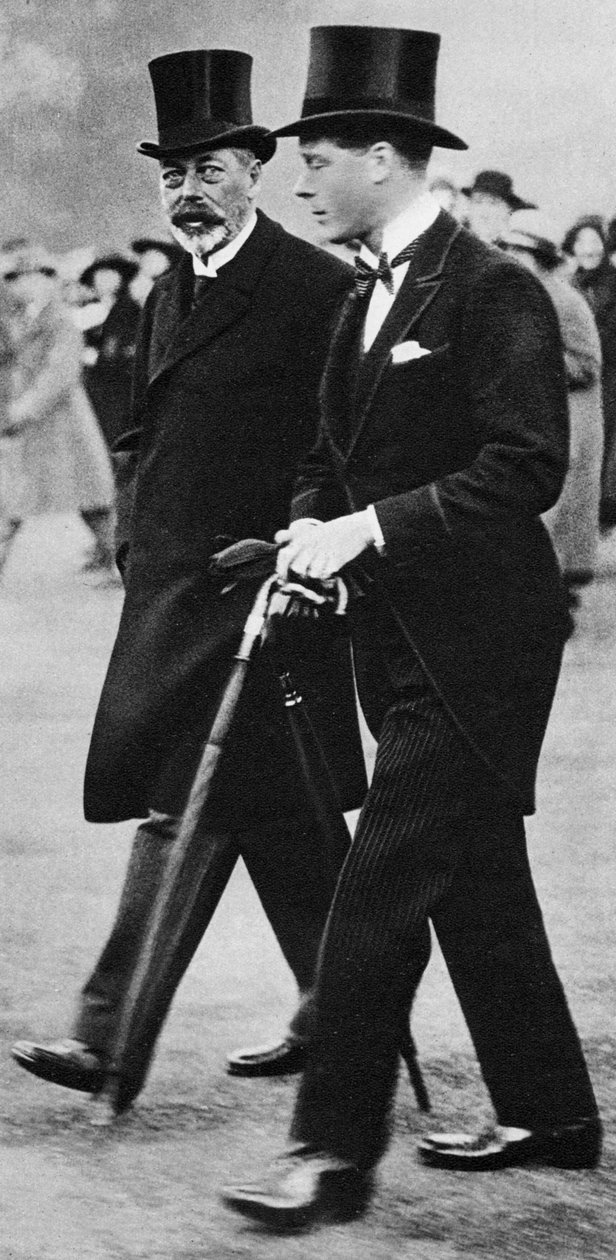 Král Jiří V. a jeho syn, princ Edward, vévoda z Windsoru, 30. léta 20. století od Unbekannt