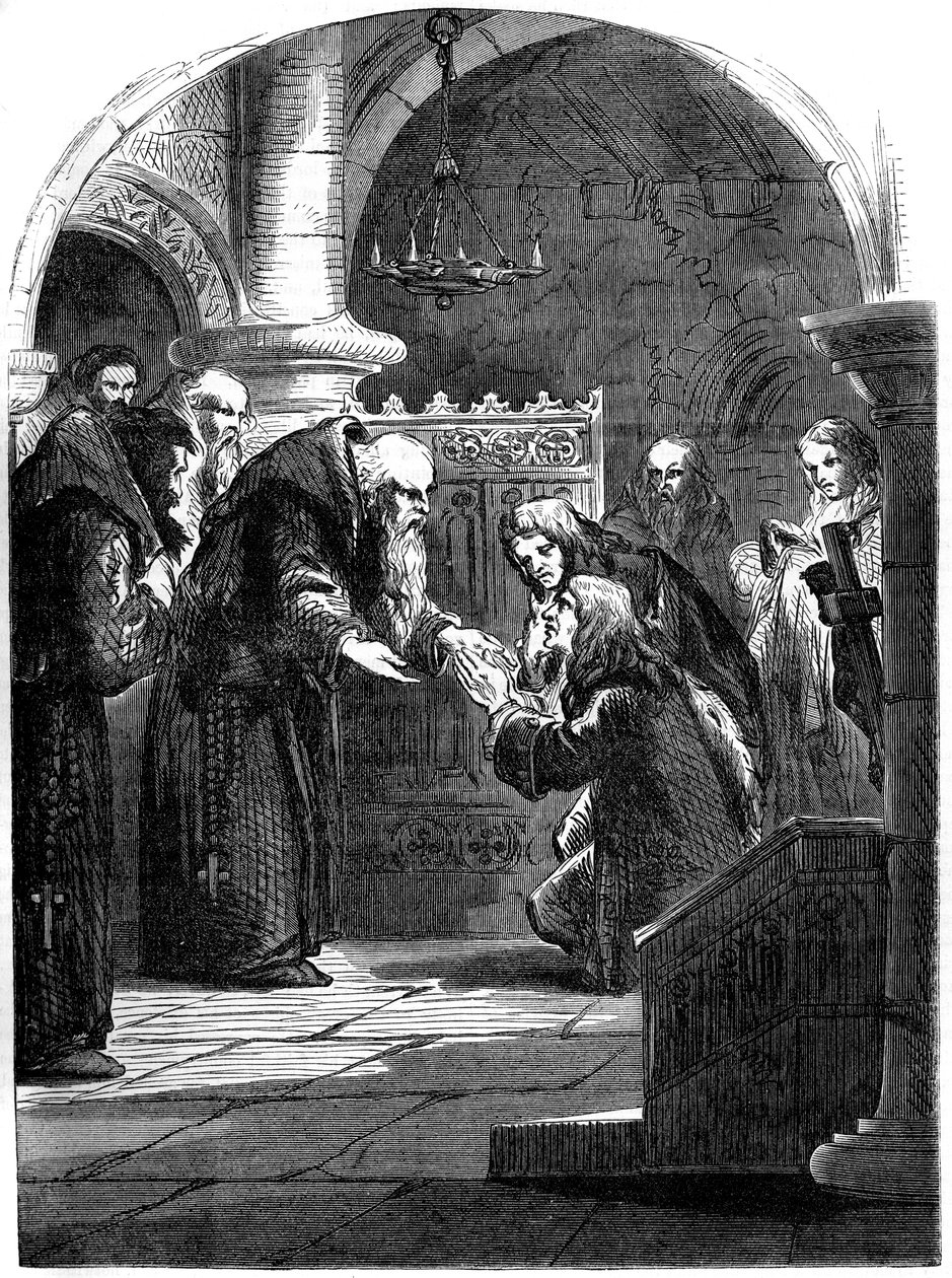 Anglický král Jakub II. 1633-1701 v opatství La Trappe, Orne, Francie, 17. století 19. století od Unbekannt