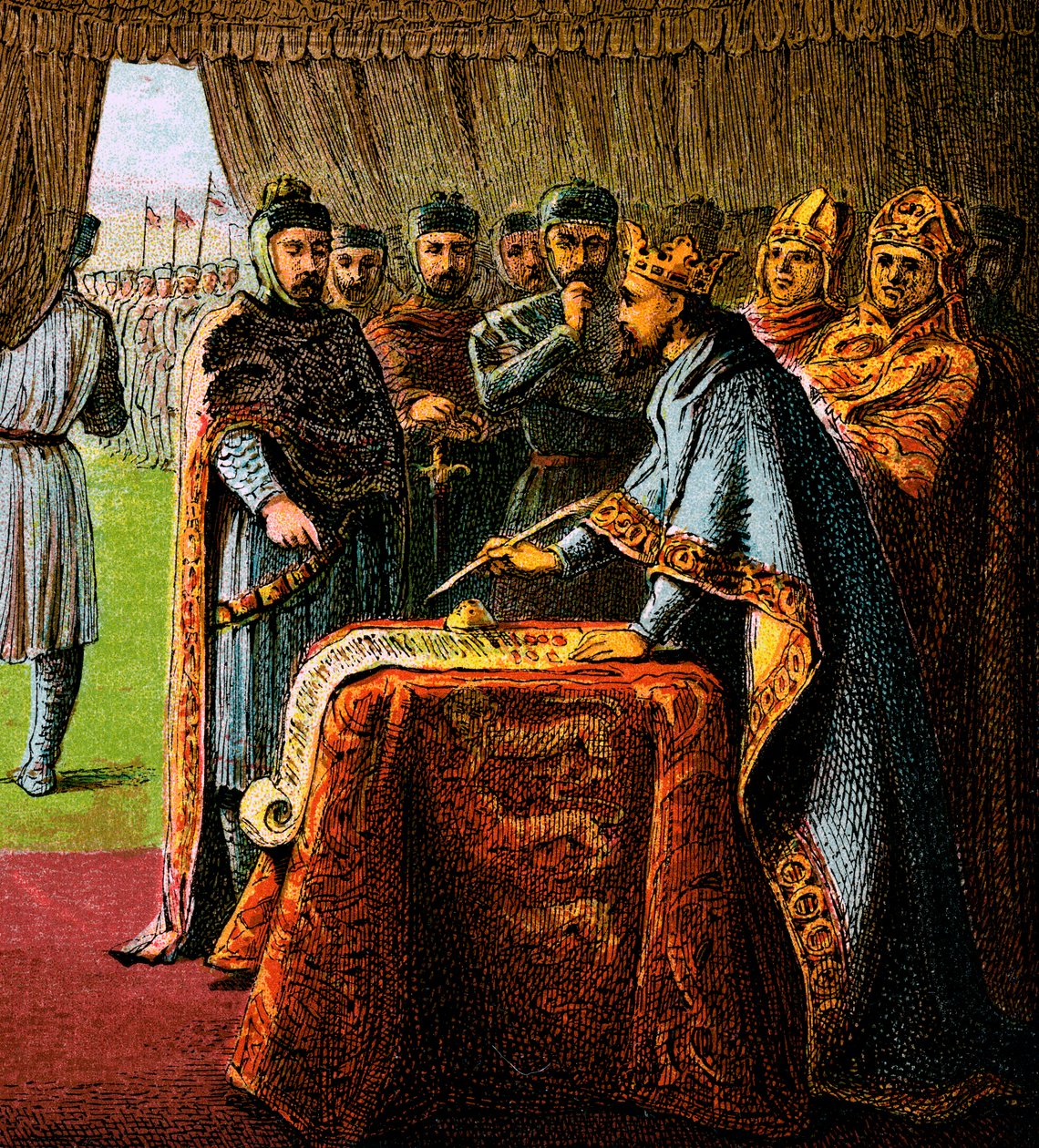 Král John a Magna Charta, 1215, c1850 od Unbekannt