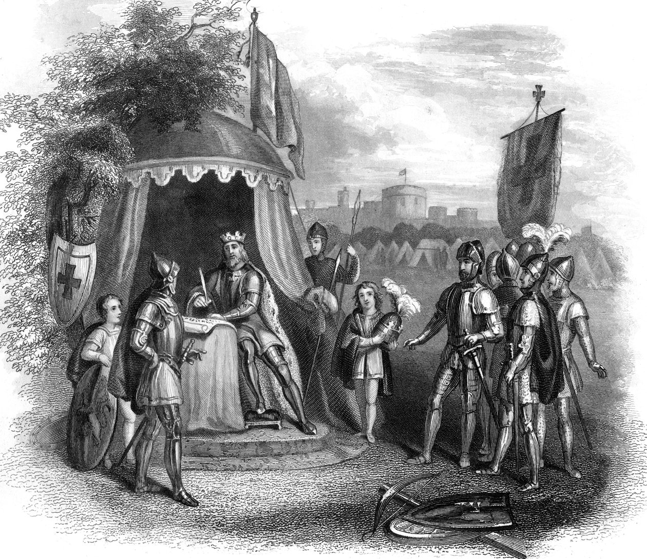 Král Jan podepisuje Magna Chartu, Runnymede, Surrey, 1215 od Unbekannt