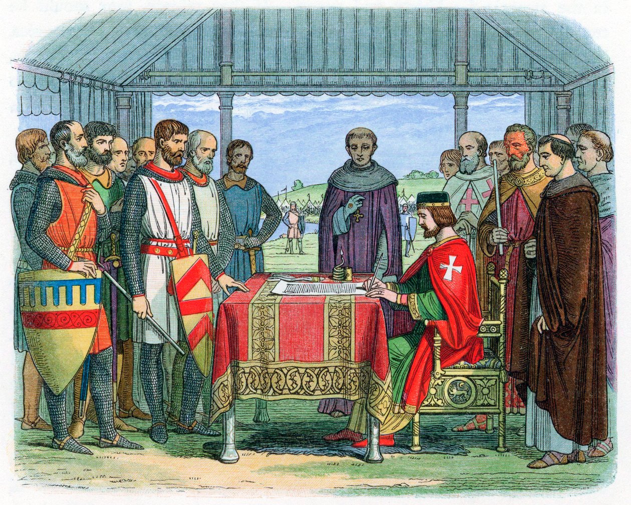 Král John podepisuje Magna Chartu v Runnymede, Surrey, 15. června 1215 1864 od Unbekannt
